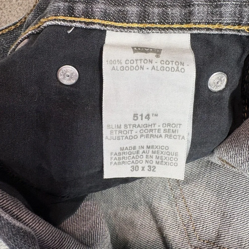 Levi's 514 Slim Straight Jeans Men 30x32 Black Good Frayed Hem Zip Fly